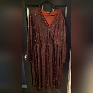 BloomChic Sparkling Maroon Long Sleeve Dress